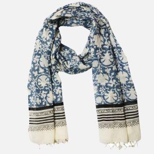Natural-Dyed Block-Printed Cotton Scarves